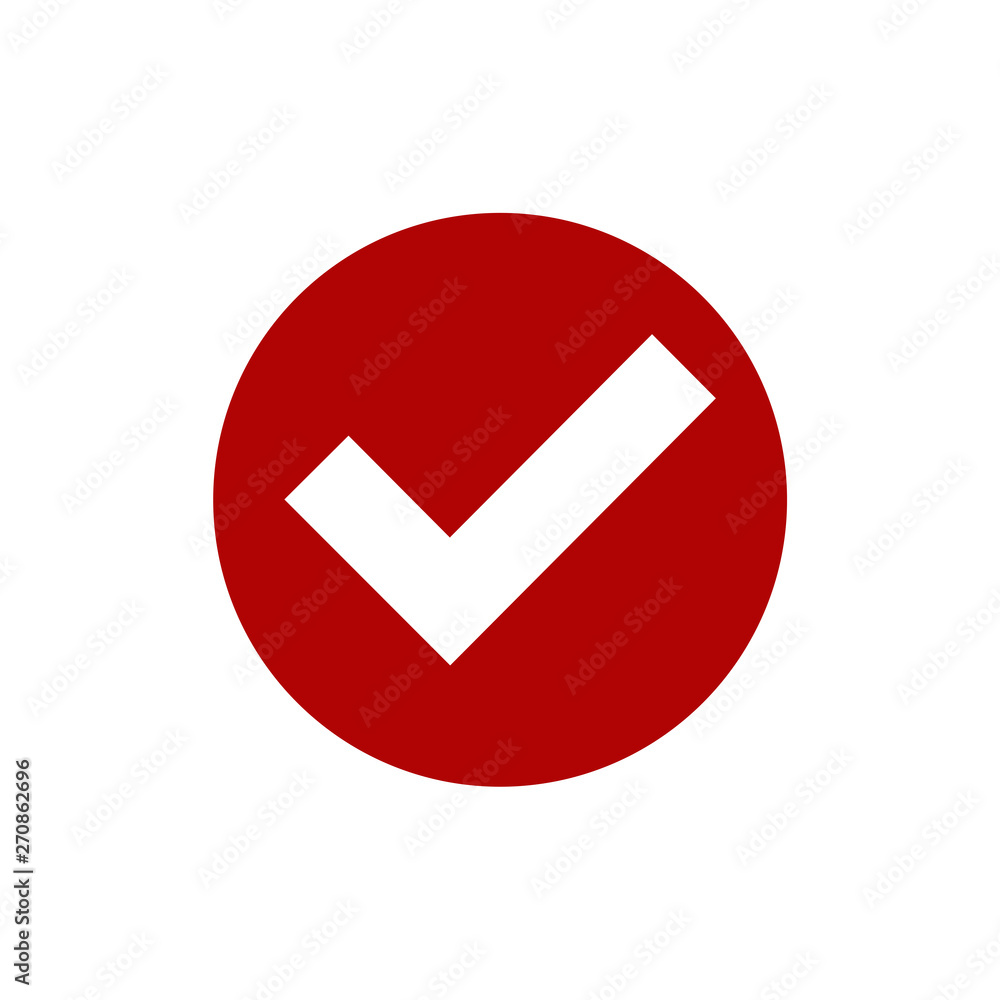 Red Check Mark Icon. Flat Icon Checklist Mark Symbol Vector Illustration.  Stock Vector | Adobe Stock