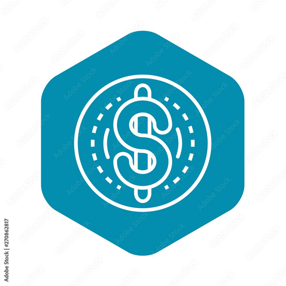 Dollar coin icon. Outline dollar coin vector icon for web design isolated on white background Dollar coin icon. Outline dollar coin vector icon for web design isolated on white background