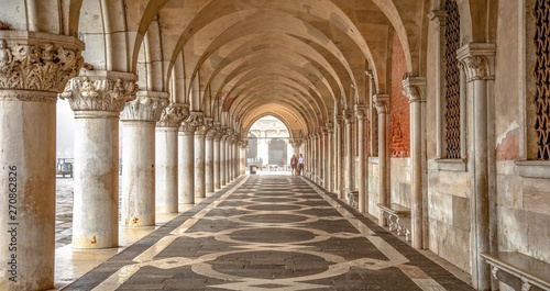 Italy beauty, colonnade on San Marco Square in Venice, Venezia