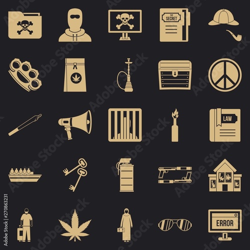 Wrongdoing icons set. Simple set of 25 wrongdoing vector icons for web for any design