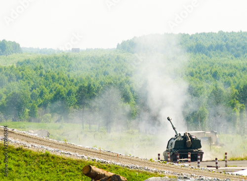 Shooting of 152 mm howitzer 2S19 Msta-S. Russia photo