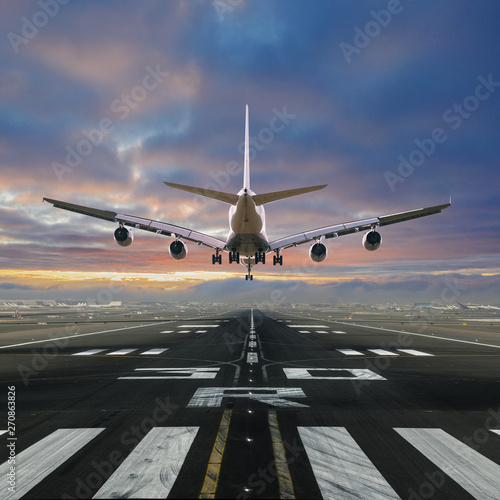 Airplane landing at the air...