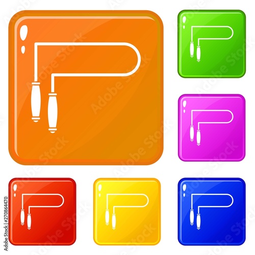 Skipping rope icons set collection vector 6 color isolated on white background