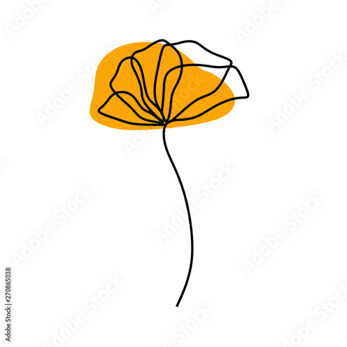 poppy flower one continuous line drawing minimalist design