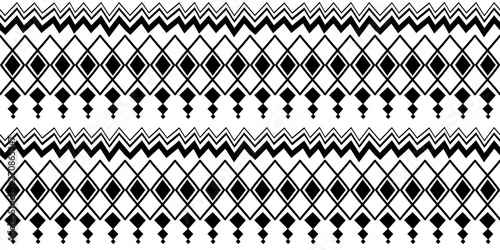 Ethnic pattern with seamless symbol elements hand drawn cultural background abstract trendy aztec african maya ancient in black and white