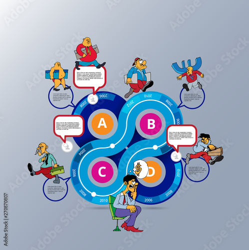 Abstract infographics template with cartoon character. Vector illustration