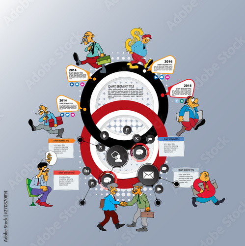 Abstract infographics template with cartoon character. Vector illustration
