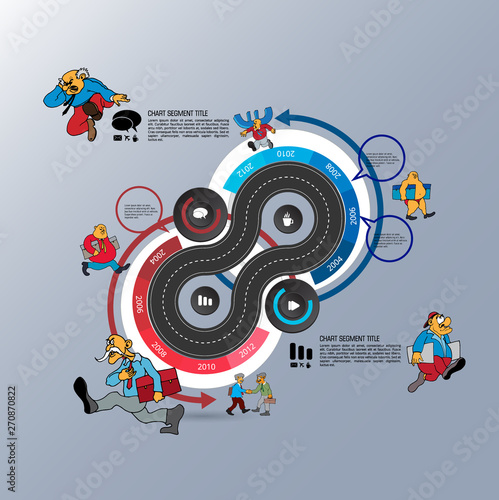 Abstract infographics template with cartoon character. Vector illustration
