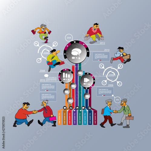 Abstract infographics template with cartoon character. Vector illustration