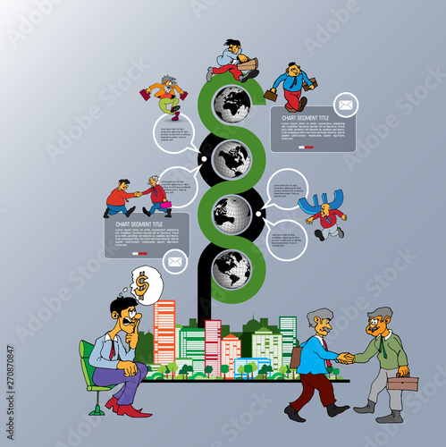 Abstract infographics template with cartoon character. Vector illustration
