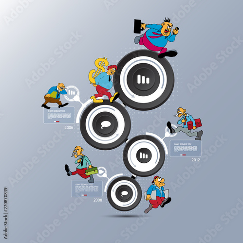 Abstract infographics template with cartoon character. Vector illustration