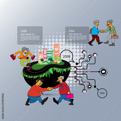 Abstract infographics template with cartoon character. Vector illustration