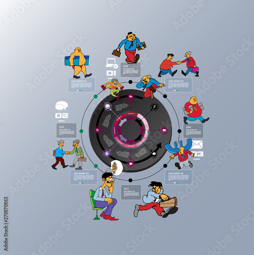 Abstract infographics template with cartoon character. Vector illustration