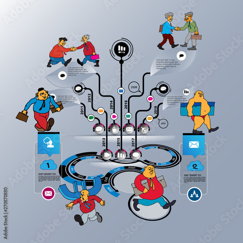 Abstract infographics template with cartoon character. Vector illustration