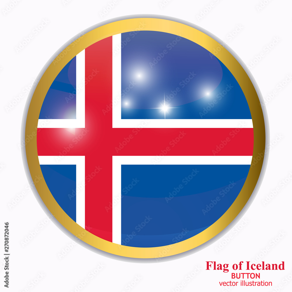 Bright button with flag of Iceland. Happy Iceland day button. Button with flag. Vector illustration. Bright button with flag of Iceland. Happy Iceland day button. Button with flag. Vector illustration.