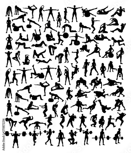 Fitness and Gym Sport Silhouettes, art vector design 