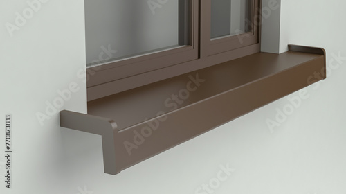 Metal windowsill and window - 3D illustration photo