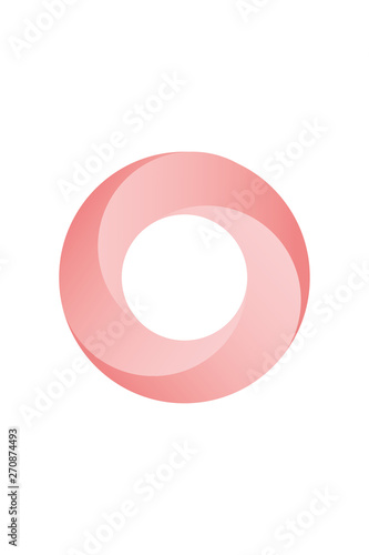 Twisted Circle with Bright Pink Color. 3D Optical Illusion Illustration