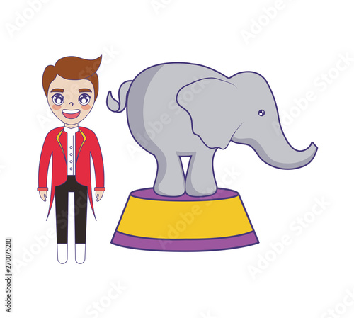 circus animal tamer male with elephant