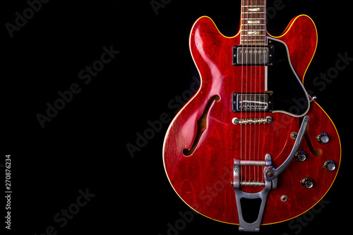 Vintage Electric Guitar, red, 6 String isolated on black