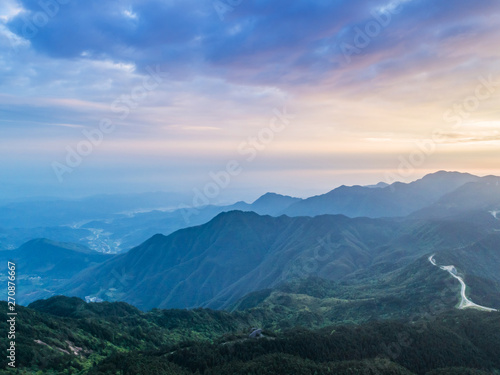 Panorama of Sunrise in Goat Lion Mu Scenic Area  Jiangxi Province   