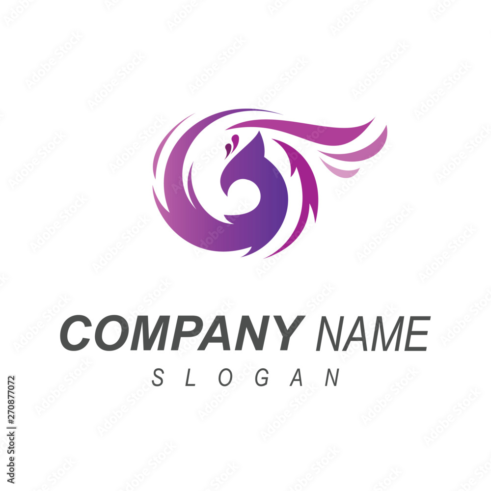 Phoenix logo and circular wings with a simple look, the logo is ready for use Phoenix logo and circular wings with a simple look, the logo is ready for use