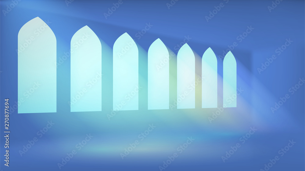 Interior of a mosque, church or castle, light room with windows Interior of a mosque, church or castle, light room with windows