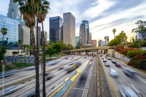 Downtown Los Angeles traffic at sunset © chones