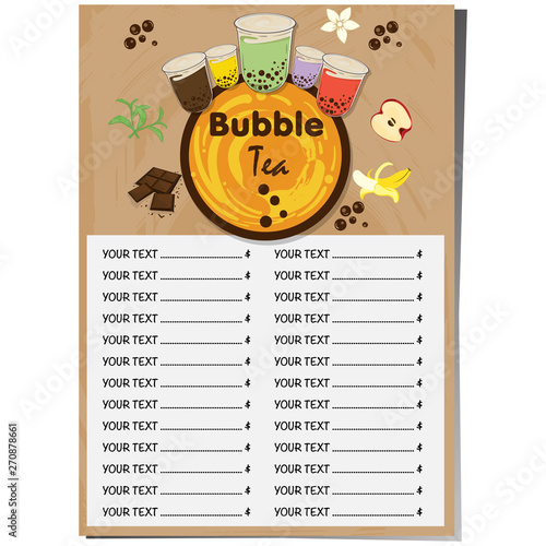 bubble tea menu graphic template