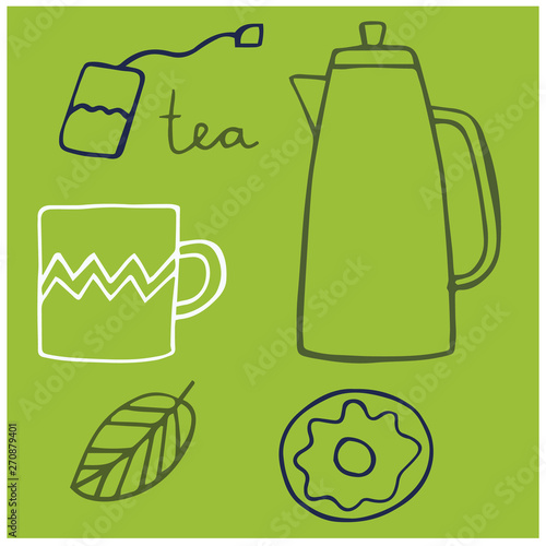 Kitchen pattern hand drawn illustration isolated on background