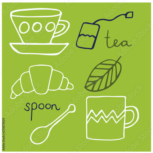 Kitchen pattern hand drawn illustration isolated on background