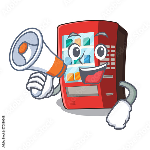 With megaphone vending machine in the cartoon shape