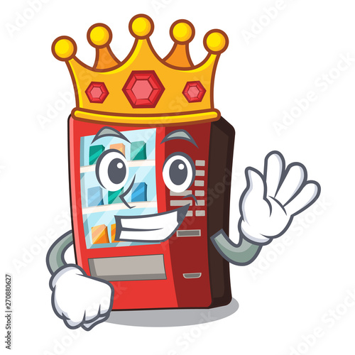 King toy vending machine above cartoon table