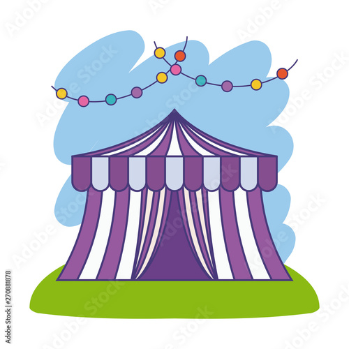 circus tent carnival with garlands hanging