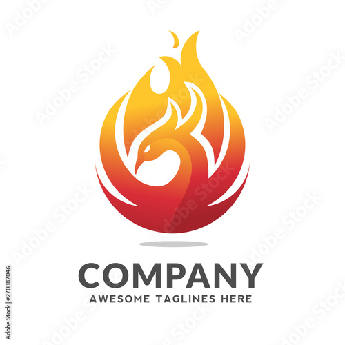 phoenix circle logo vector, best circle phoenix bird logo design, phoenix vector logo,creative logo of mythological bird