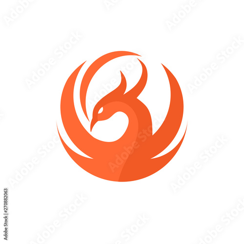 phoenix circle logo vector, best circle phoenix bird logo design, phoenix vector logo,creative logo of mythological bird