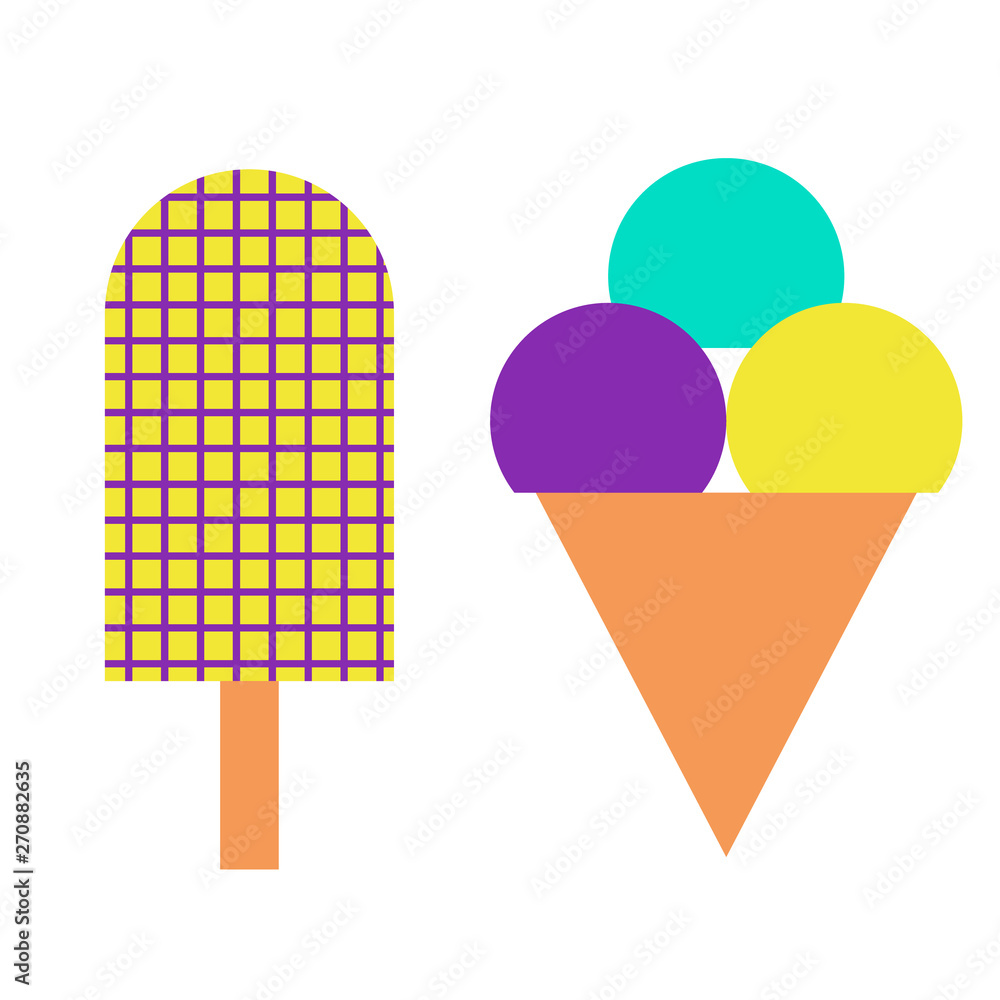 Ice cream geometric illustration isolated on background Ice cream geometric illustration isolated on background