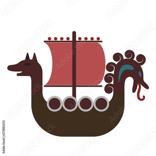 Viking ship geometric illustration isolated on background