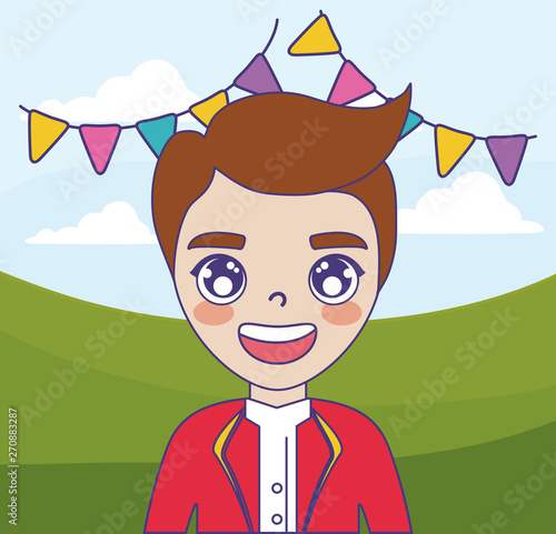 circus animal tamer male in landscape and garlands