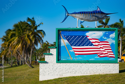 Haulover Park Miami marlin and American flag painting photo