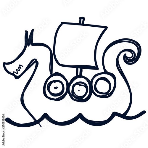 Viking ship geometric illustration isolated on background