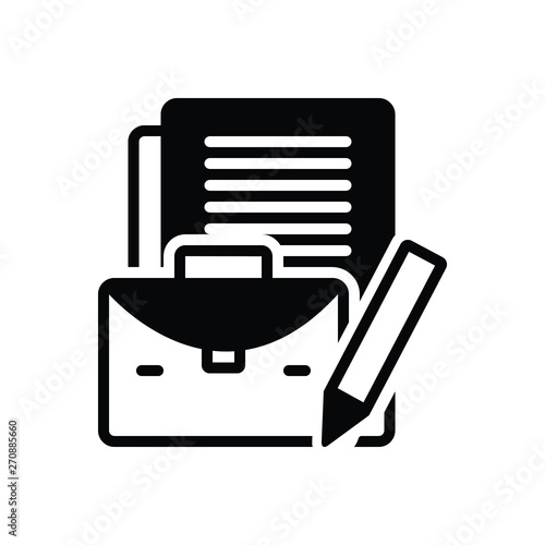 Black solid icon for business case 