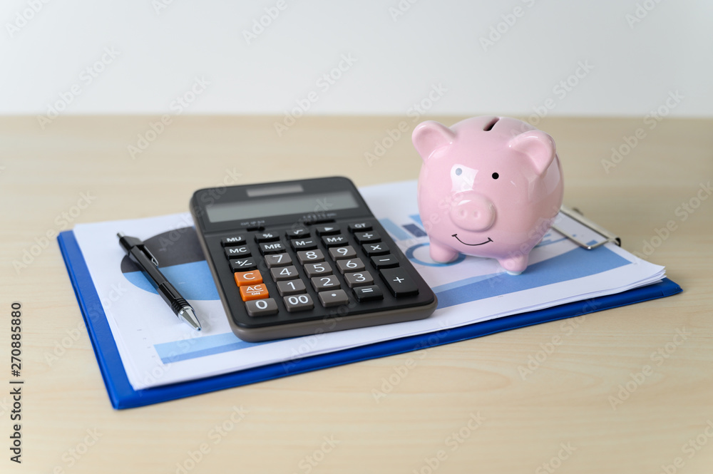 Financial insurance piggy bank with calculator Retirement Plan and Pension Financial insurance piggy bank with calculator Retirement Plan and Pension