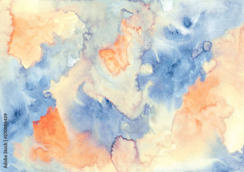 orange blue abstract watercolor texture background