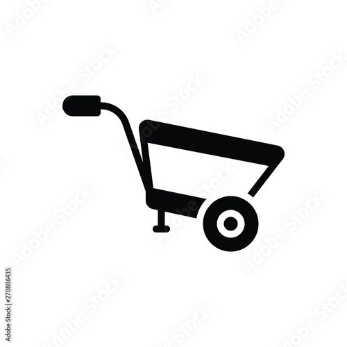 Black solid icon for wheel barrow 