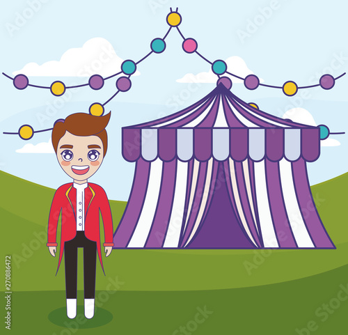 circus animal tamer male with tent circus