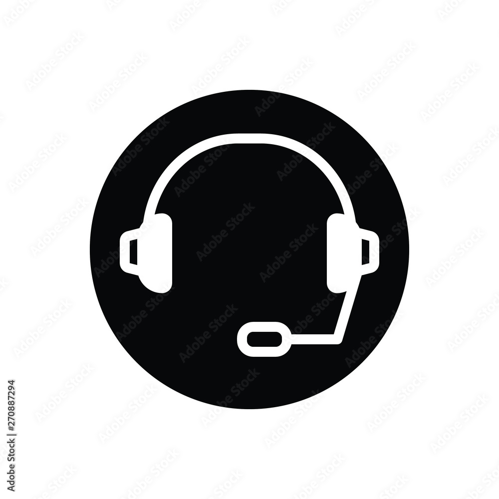Black solid icon for support headset Black solid icon for support headset