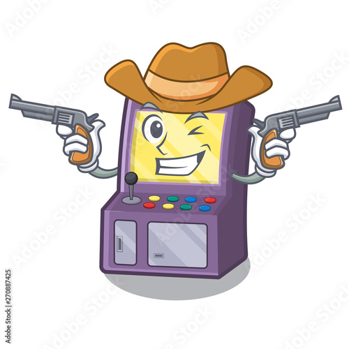 Cowboy arcade machine isolated with the character