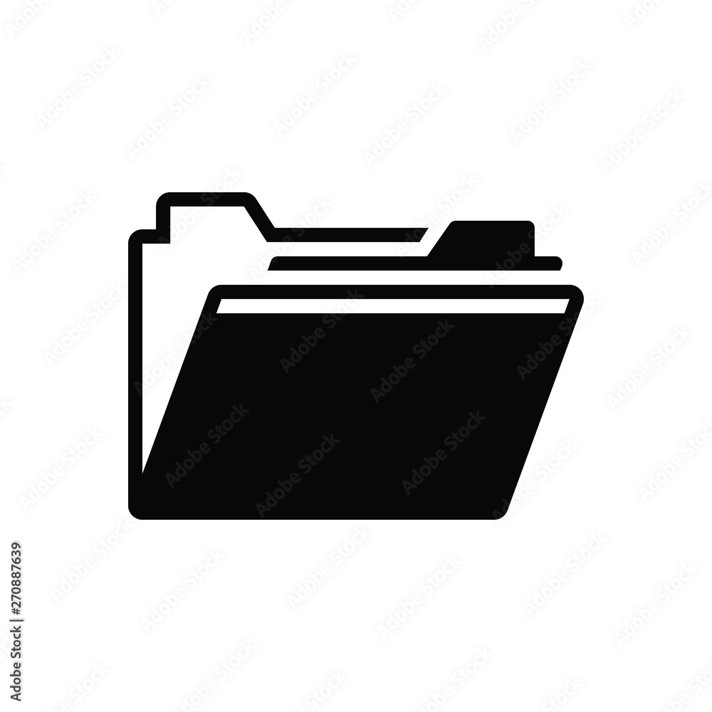 Black solid icon for folder files 