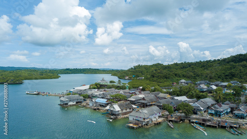 Aerial photography of Bajo villages, in Kaledupa Island, Wakatobi, Southeast Sulawesi, Indonesia photo